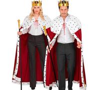 W WIDMANN MILANO Party Fashion - Conjunto de disfraz de rey, manto de terciopelo de reina, corona, cetro, túnica larga para carnaval, teatro