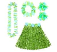 Widmann Conjunto disfraz 24565 Hawaii – 5 piezas, falda de rafia, collar y diadema de flores, verde