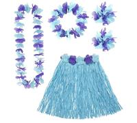 Widmann Party Fashion - Conjunto disfraz Hawaii, falda rafia, collar, diadema y pulseras