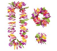 Widmann 9136W - Set Hawaii Maui, collar, pulsera, tocado, corona de flores, flores, fiesta en la playa, fiesta temática, carnaval