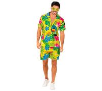 W WIDMANN MILANO Party Fashion - Conjunto Hawaii, camisa manga corta y pantalón corto, flores, aloha, fiesta en la playa, disfraz