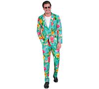 Widmann Neon Flamingo Party Fashion Suit (Jacket, Pants) (M) Turquoise / Light B