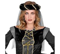 W WIDMANN MILANO Party Fashion - Corona de pelo medieval con velo, damisela, tocado, cuento de hadas, accesorio para disfraces