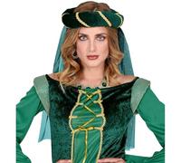 W WIDMANN MILANO Party Fashion - Corona de pelo medieval con velo, damisela, tocado, cuento de hadas, accesorio para disfraces