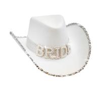 W WIDMANN MILANO Party Fashion - Cowgril sombrero de novia con decoración de perlas, novia, despedida de soltera, JGA