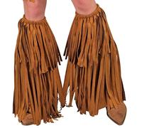 W WIDMANN MILANO Cubrebotas Party Fashion con flecos marrón – Accesorio para hippies, indios