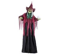 W WIDMANN MILANO Party Fashion 10999 - Bruja parlante y riendo con ojos LED brillantes y bola de adivinación que cambia de color, 170 cm, decoración, decoración colgante, fantasma, espeluznante