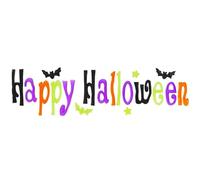 W WIDMANN MILANO Party Fashion, Decoración de Halloween, inscripción "Happy Halloween", motivos de murciélagos, gel adhesivo, dimensiones 50x15 cm, colores neón, versátil para todas las superficies