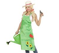 W WIDMANN MILANO Party Fashion - Delantal de jardinero con girasoles, verde, gnomo de jardín, fiesta temática, carnaval