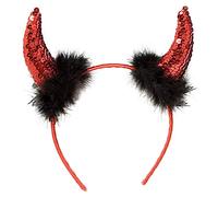 W WIDMANN MILANO Party Fashion - Diablo cuernos en cinta para el pelo, con plumas negras, accesorio disfraz, Halloween, carnaval