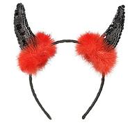 Widmann - Diablo cuernos en cinta para el pelo, con plumas negras, accesorio de disfraces, halloween, carnaval
