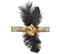W WIDMANN MILANO Party Fashion - Diadema años 20, lentejuelas con flor y plumas, charlestón, flapper