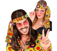 W WIDMANN MILANO Party Fashion - diadema años 60 y 70, cinta para el pelo, hippie, flower power, accesorio, carnaval