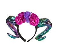 W WIDMANN MILANO Party Fashion 68567 - Cuernos de carnero con flores, diadema, bruja, Halloween, accesorio