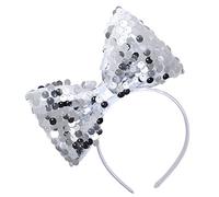 WIDMANN 9320B - Diadema con Lazo De Lentejuelas, Mujer Adulta, Años 50, Bailarina, Discoteca, Carnaval, Color Plata