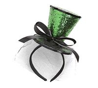 W WIDMANN MILANO Party Fashion - Diadema mini sombrero de copa glitter, con lazo y velo, sombrero, accesorio, carnaval