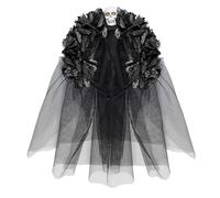 WIDMANN MILANO PARTY FASHION - Diadema con rosas negras y velo, Día de los Muertos, Skeleton Bride