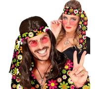 W WIDMANN MILANO Party Fashion - Diadema de los años 60 y 70, cinta para el pelo, accesorio para hippies, Flower Power, carnaval