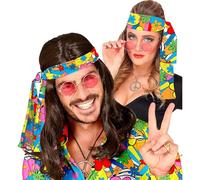 W WIDMANN MILANO Party Fashion - diadema años 60 y 70, cinta para el pelo, hippie, flower power, accesorio, carnaval