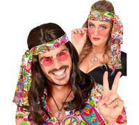 W WIDMANN MILANO Party Fashion - diadema años 60 y 70, cinta para el pelo, hippie, flower power, accesorio, carnaval