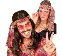 W WIDMANN MILANO Party Fashion - Diadema de los años 60 y 70, cinta para el pelo, accesorio para hippies, Flower Power, carnaval