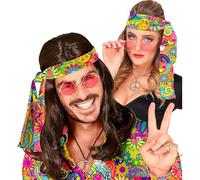 W WIDMANN MILANO Party Fashion - diadema años 60 y 70, cinta para el pelo, hippie, flower power, accesorio, carnaval