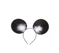 W WIDMANN MILANO Party Fashion, Diadema de Ratón, Diseño Juguetón con Orejas Negras, Plumas Blancas, Comodidad Liviana, Versátil para Fiestas, Fácil de Cuidar, Accesorio Imprescindible