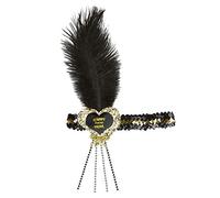 W WIDMANN MILANO Party Fashion, Diadema Happy New Year, diseño festivo en negro y dorado, comodidad óptima, corazón alegre, plumas glamurosas, versátil para todas las ocasiones, fácil de cuidar