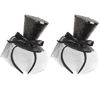 W WIDMANN MILANO Party Fashion - Diadema mini sombrero de copa glitter, con lazo y velo, sombrero, accesorio, carnaval