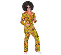 W WIDMANN MILANO Party Fashion - Disfraces 70s traje, chaqueta y pantalón, hippie, reggae, flower power, disco fever, disfraces