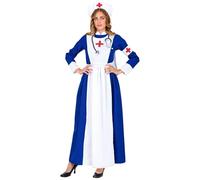 Widmann 10791 - Disfraz de enfermera retro con vestido, gorro y brazalete para mujer, médico, carnaval, fiesta temática, multicolor, talla S