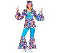 Widmann The 70s Groovy Style - Blue Bubbles (Shirt, Pants, Headband) (XL) Turquo
