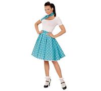 Widmann Disfraz años 50 – Azul turquesa con puntos, falda y pañuelo – Mujer