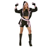 W WIDMANN MILANO Party Fashion - Disfraz boxeadora mujer con complementos | Disfraz con camiseta, pantalones cortos, guantes de boxeo y chaqueta con capucha: para Carnaval y fiestas deportivas