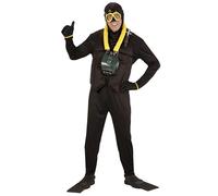 W WIDMANN MILANO Party Fashion - Disfraz Buceador, traje con capucha, tanque de oxígeno, aletas, máscara de buceo, carnaval, fiesta temática