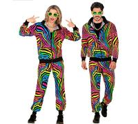 W WIDMANN MILANO Party Fashion - disfraz chandal, estampado animal tigre, neon, animal print, traje años 80, jogging suit, traje mal gusto, disfraces disfraces