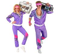 W WIDMANN MILANO Party Fashion - Disfraz chándal, morado, traje años 80, chándal, traje mal gusto, disfraces