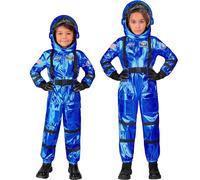 W WIDMANN MILANO Party Fashion - Disfraz de astronauta para niños, traje espacial con casco, mono espacial, astronauta, disfraces de carnaval