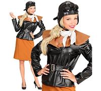 W WIDMANN MILANO Party Fashion - Disfraz de aviadora retro, piloto, chaqueta, falda, bufanda, sombrero, carnaval, fiesta temática