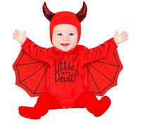 W WIDMANN MILANO Party Fashion - Disfraz de bebé de murciélago o diablo, mono de peluche con gorro, disfraz infantil para Halloween, carnaval