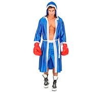 W WIDMANN MILANO Party Fashion- Boxer Azul (Capa con Capucha con Cinturón, Pantalones Cortos) Widmann 51352-Disfraz de Boxeador, Deportista, Luchador, Carnaval, Fiesta temática, liso, Color, M (51352)