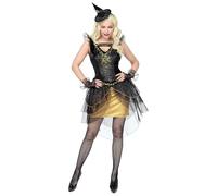 W WIDMANN MILANO Party Fashion - Disfraz de bruja de medianoche, vestido, guantes sin dedos, sombrerito, maga, Halloween