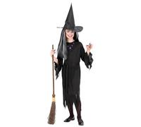 W WIDMANN MILANO Party Fashion - disfraz de bruja para niños, vestido y sombrero de bruja, cuento de hadas, mago, disfraz de Halloween