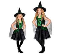 W WIDMANN MILANO Party Fashion - Disfraz de bruja para niños, vestido, sombrero de bruja, disfraz de maga para carnaval, Halloween