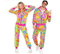 W WIDMANN MILANO Party Fashion - Disfraz de chándal, hippie, Flower Power, atuendo de los años 80, chándal para carnaval y fiestas