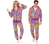 W WIDMANN MILANO Party Fashion - Disfraz de chándal, hippie, Flower Power, atuendo de los años 80, chándal para carnaval y fiestas