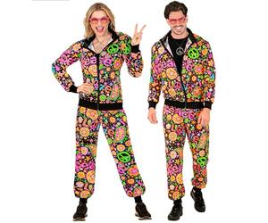 W WIDMANN MILANO Party Fashion - Disfraz de chándal, hippie, Flower Power, atuendo de los años 80, chándal para carnaval y fiestas
