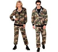 W WIDMANN MILANO Party Fashion - Chándal de disfraz, camuflaje, ejército, militar, soldado, traje de los 80, jogging suit, traje de mal gusto