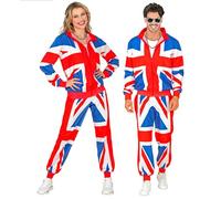 W WIDMANN MILANO Party Fashion - Disfraz chándal, Reino Unido, traje años 80, jogging suit, bandera reino unido, disfraz carnaval