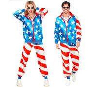 W WIDMANN MILANO Party Fashion - Disfraz chándal, USA, Stars and Stripes, traje años 80, jogging suit, bandera América, disfraz carnaval